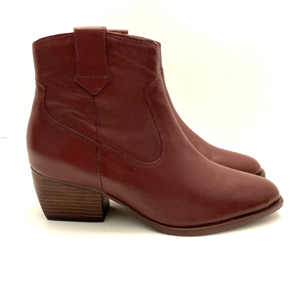 Seychelles‎ Upside Boot Wine Leather Side Zip Western Inspired Women's 8.5 - Picture 2 of 13